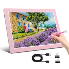 A4 Light Box Ultra Thin 8 Level Dimming 3 Color Modes Tracing Drawing Pink