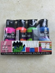 Multi-Surface paint Set 4 Bottle 8 Fl Oz Neon Blacklight Art kit New