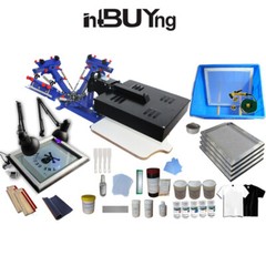 3 Color Screen Printing Machine with Flash Dryer DIY Press Supplies Kit Squeegee