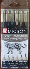Pigma Micron Fineliners, Graphic, & Brush Set (6 in Set)