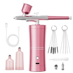 Airbrush Kit Compressor Portable High Pressure Handheld Mini Machine Pink