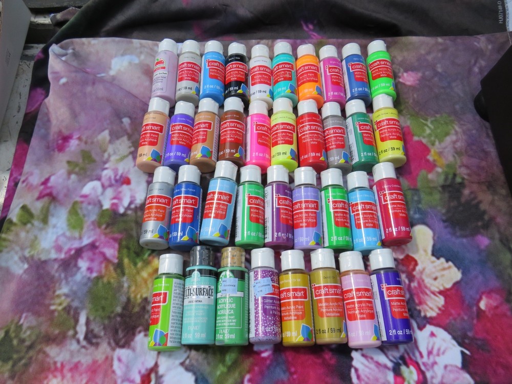 Assorted Craft Smart, FolkArt Acrylic Paint Multicolor 37 ct.Lot NEW SEALED
