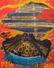 PJH STUDIOS Modernism Acrylic Painting On Canvas – STAR WARS – Millennium Falcon
