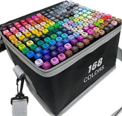 168-Color Dual-Tip Markers Set with Shoulder Bag – Art Markers for Coloring, …