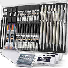 37PCS Art Mechanical Pencil Set, Metal Drafting Pencils 0.5 mm, 0.7 mm, 0.9 m…