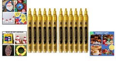 12-Pack Gold Acrylic Paint Pens – Waterproof, Non-Toxic Markers for All Surfaces