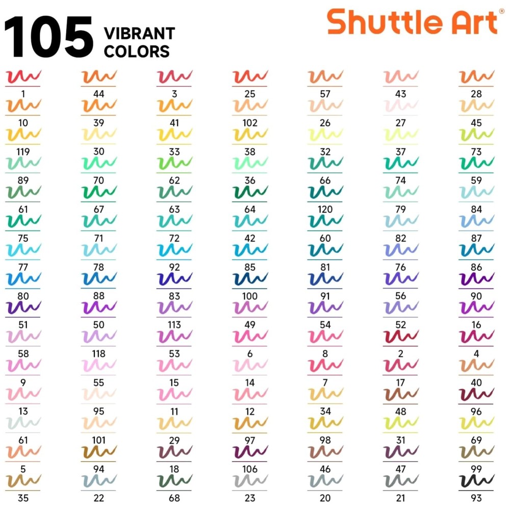 Fine & Brush Tip Markers in Portable Case – 105 Colors