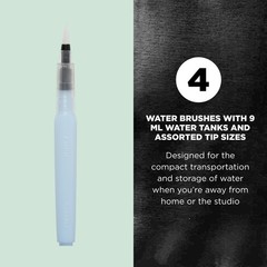 Koi Water Brush – Brush for Watercolor – 9 ml Tank – 4 Assorted Brush Tips