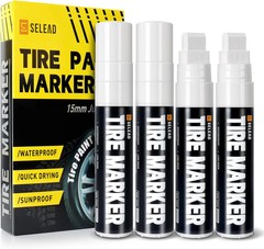 SELEAD Jumbo Tire Marker White – 4 Pack 15mm Wide Tip Paint Pens for Car Tires L