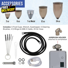 Powerful Cordless Airbrushing System Kit 20 to 36 PSI Portable Rechargeable A..