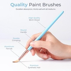 Nicpro 30pcs Paint Brush Set, Aesthetic Pastel 0 to 14 inches,