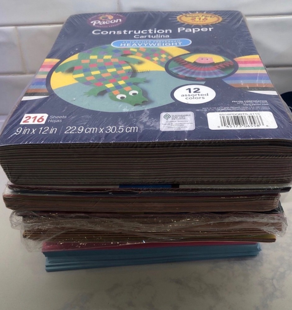 Colored Construction Paper-varied sizes and colors; 8 pounds