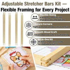 24pcs Needlepoint Stretcher Bars Kit – Canvas Frames for 6/8/10/12/14/16 Inch…