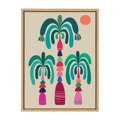 Kate and Laurel Sylvie MCM Palm Trees Framed Canvas Wall Art by Rachel Lee; 1…