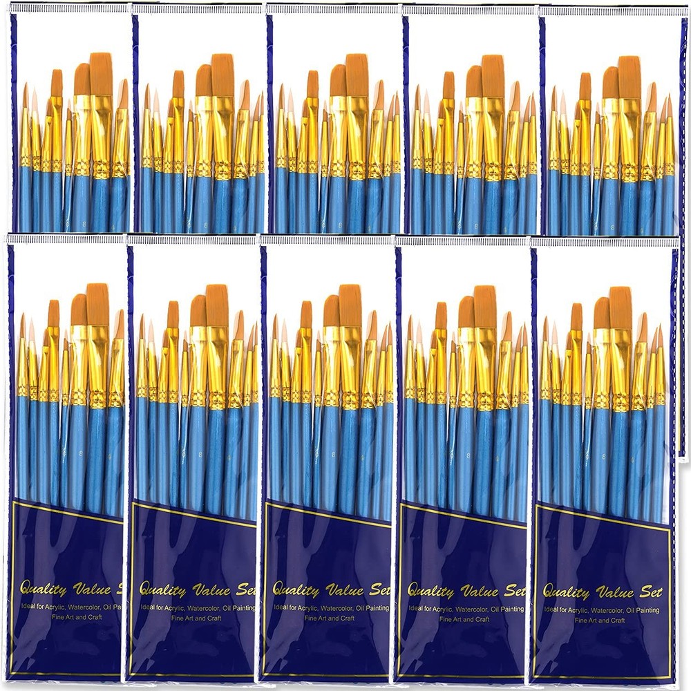Paint Brush Sets, 10 Pack 100 Pcs Pointed-Round Tip Paintbrushes Nylon Hair A…