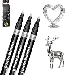 3Pcs Liquid Chrome Paint Markers – Mirror Metallic Silver Permanent Pens
