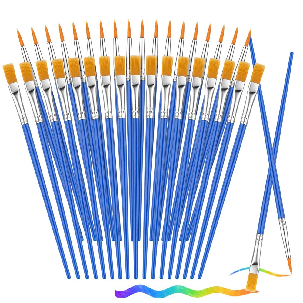 88PCS Small Paint Brushes – Flat & Round Nylon Brushes for Acrylic, Oil, Waterco