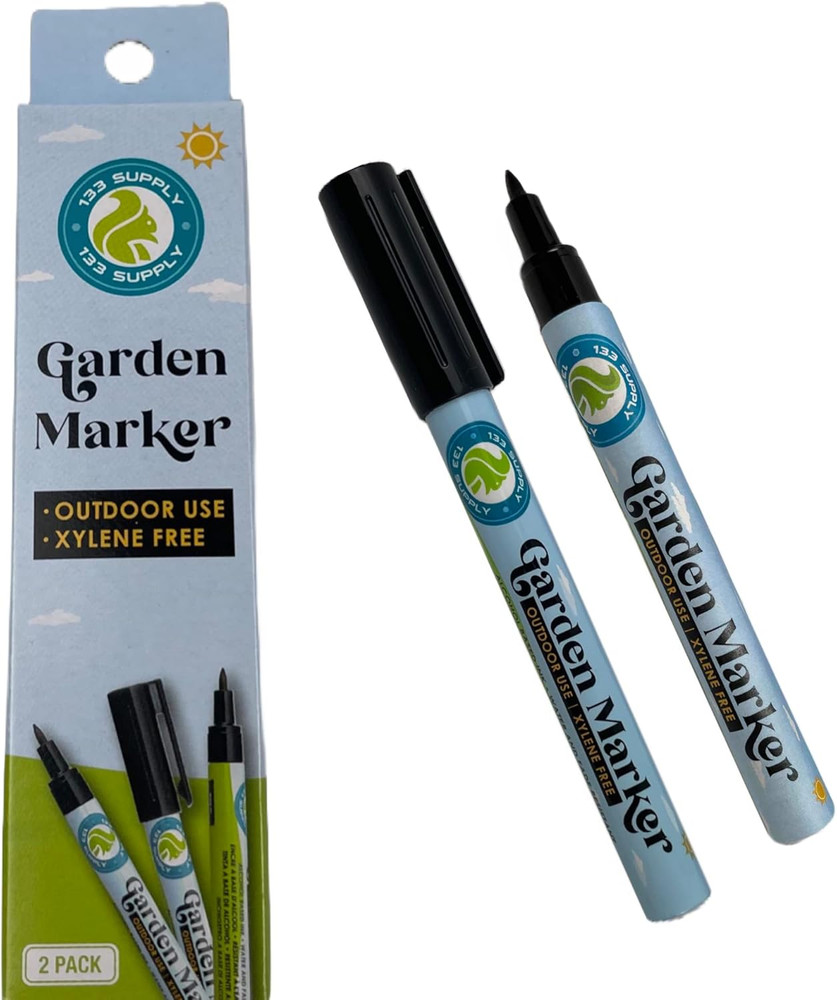 2 Pack Garden Marker Pen Permanent Markers Black (UV Fade Resistant Marker Pe…