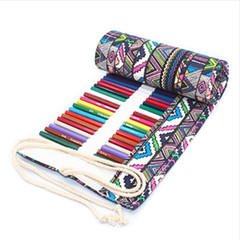 Artist Pencil Roll Up Holder Case Portable Multi Coloured Pouch Art Supplies