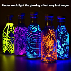 Glow in the Dark Paint, 10 Colors (20 Ml /0.68 Oz) 3D Permanent Acrylic Fabric P