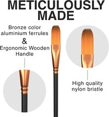Professional Artist Paint Brush Set of 12 – 12, Black and Bronze