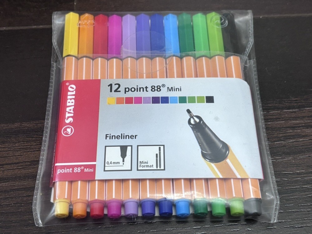 Fineliner 0.4mm STABILO point 88 MINI Wallet of 12 Assorted colors