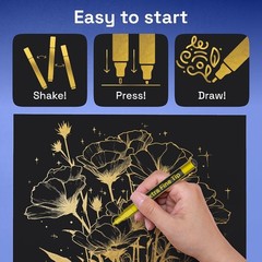 5 Paint Pen for Rock, Glass, Ceramic, Wood, Tire, Fabric, Gold Extra Fine Tip