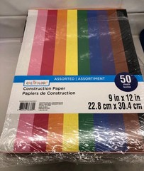 Colored Construction Paper-varied sizes and colors; 8 pounds