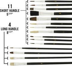 2 Sets: 15 Piece Artist Paint Brush Sets Mixed Sizes, Acrylic Oil Watercolor