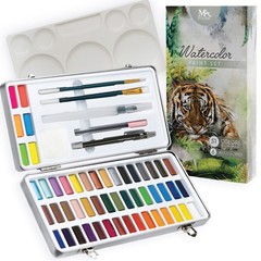 – Watercolor paint set 51 Vibrant Colors + accessories – For beginners & prof…