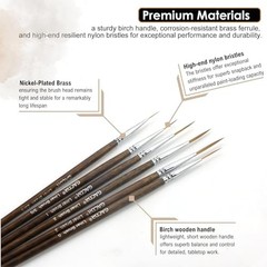 Rigger Liner Brushes, 6 Pcs Extra Long Fine Tip Paint Brush Set Script