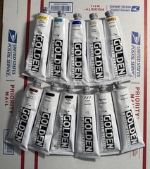 Lot of 11 Golden Heavy Body Acrylic Paint 5 oz. Paint Tubes New L@@K!
