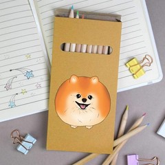 12 x ‘Happy Round Pomeranian Dog’ Long Colour Pencils (PE00078475)
