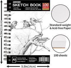 5.5″X8.5″ Sketch Book | 100 Sheets (68 Lb/100Gsm) Sketchbook| Acid Free Drawing
