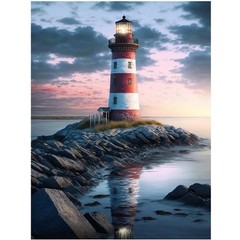 VeGuude Diamond Onesize, Beach and Lighthouse (VG-ZSH-031) [11.8×15.7 inch]