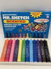 Vtg 1990 Sanford Mr. Sketch Scented Water Color Markers 12 Color Set Original
