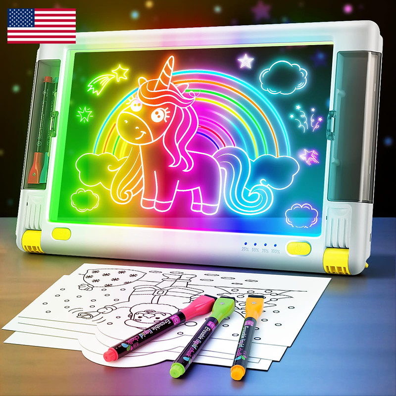 Geokay Rechargeable Led Drawing Board 15 Inch 9-Color Light Modes Neon Art
