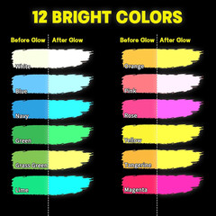 Glow in the Dark Acrylic Paint – Set of 12 Colors, Uv Reactive Blacklight Paints