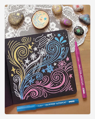 16 Colors Glitter Markers, Glitter Paint Pens, Acrylic Paint Markers Shiny Shimm