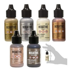 Ranger Tim Holtz Metallic Mixatives | Bundle of 6 Colors: Silver, Gold, Rose Gol