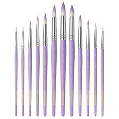Professional Paint Brush Set, 12 Pcs Round Artist Paint Brushes for , Oil, Go…