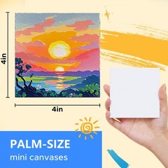 Mini Canvas for Painting 4×4 inch, 20 Pack Small Painting Canvases for Novice…