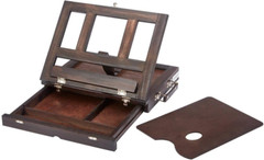 704 Adjustable Wood Espresso Stained Desk Table Easel with Storage Drawer, Paint
