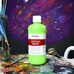 Handy Art Acrylic Paint, Fluorescent Green, 16 oz Bottle, Glow UV Neon Under …