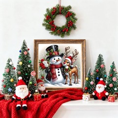 Christmas Paint By Numbers Kit For Adults Beginners DIY Canvas Art 10×10 In