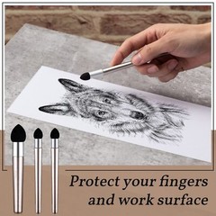 6 Pcs Artist Blending Sponge Pen Reusable Sketch Rubbing Sponge Brush Washable D