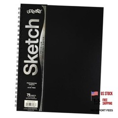 Poly Cover Sketch Book, Heavyweight, 9″ x 12″, Black, 75 Sheets Black; 9″ x 12″