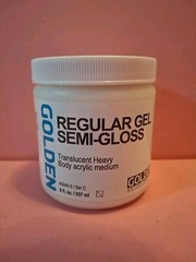 Regular Gel Semi-Gloss by GOLDEN 8 fl. oz. Jar Professional Acrylic Gel Mediu.(D