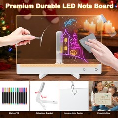 Rechargeable LED Note Board with Colors, 13.7×10 Lumi LED Drawing Board Acryl…