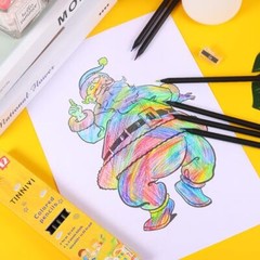 Art Supplies for Kids and Adults, 7 Color in 1 Black Wooden Rainbow Colored 12